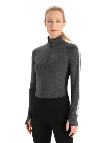 Jet Heather / Black Women's Icebreaker 260 ZoneKnit™ Merino Long Sleeve Half Zip Base Layers | USA 1880TCEV